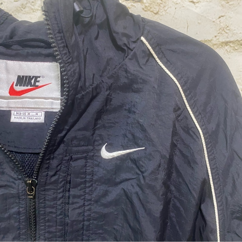 Vintage Nike White Tag Black Hooded Zip Up Windbreaker Jacket - Picture 2 of 6